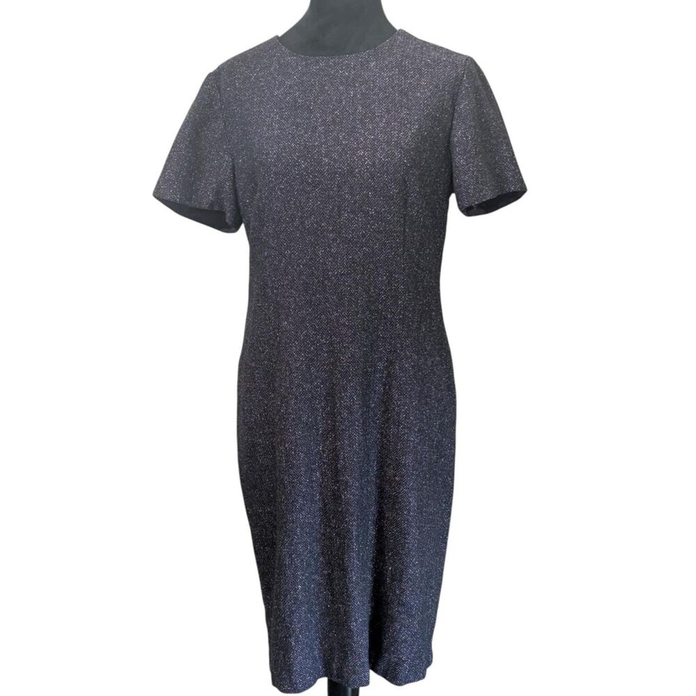 Talbots Tweed Sheath Dress Size 10 Black Gray Work Office Core Academia Vintage